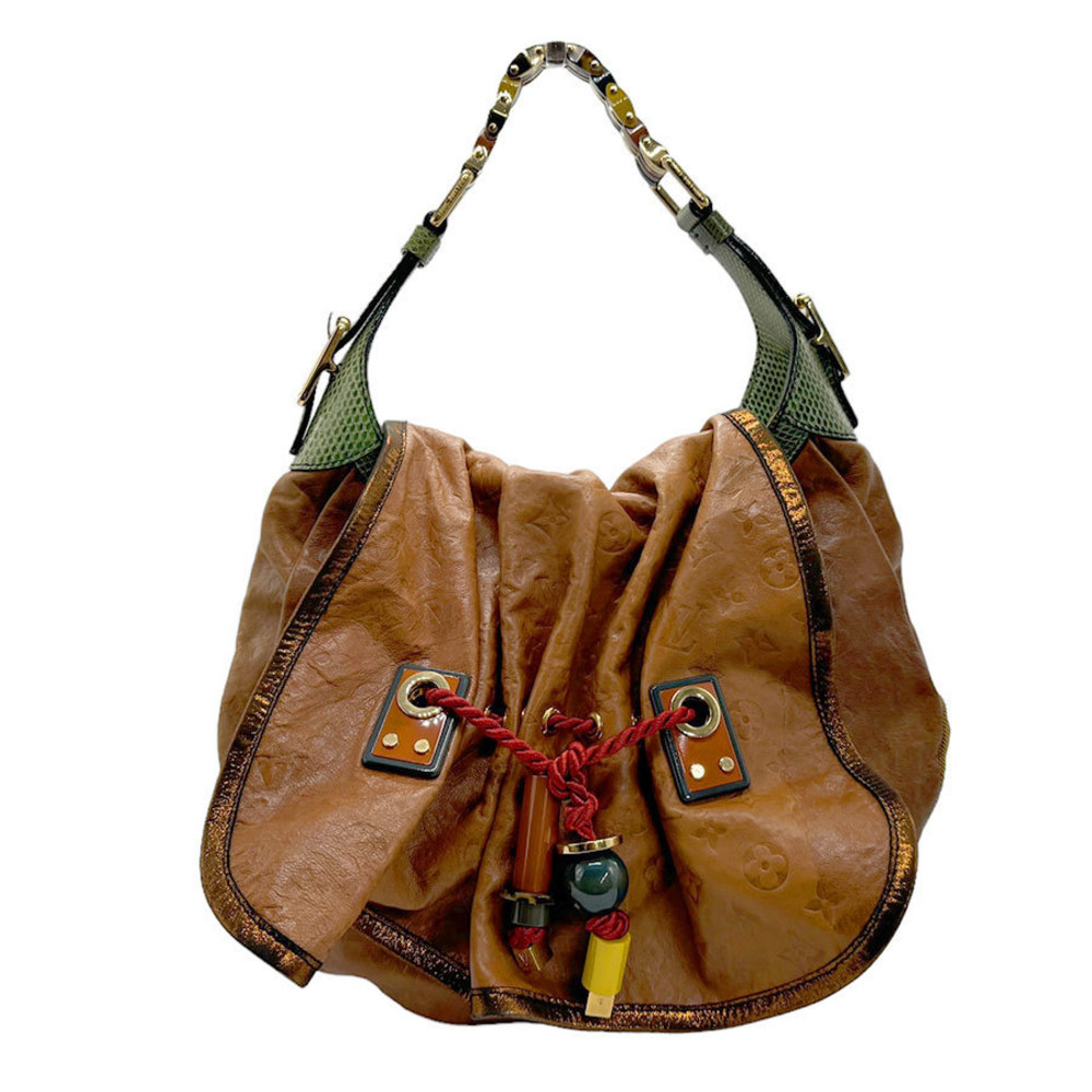 Louis Vuitton Shoulder Python Bag Brown Satin Pm … - image 2